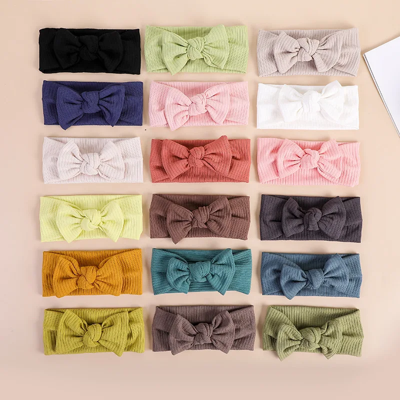 

Elastic Baby Headband Ribbed Turban Girl Bow Headbands Solid Children Hairbands Newborn Toddler Head Wrap Baby Hair Accessories