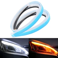 universal car drl led waterproof daytime running light flowing turn signal flexible led strip lights exterior decoration parts