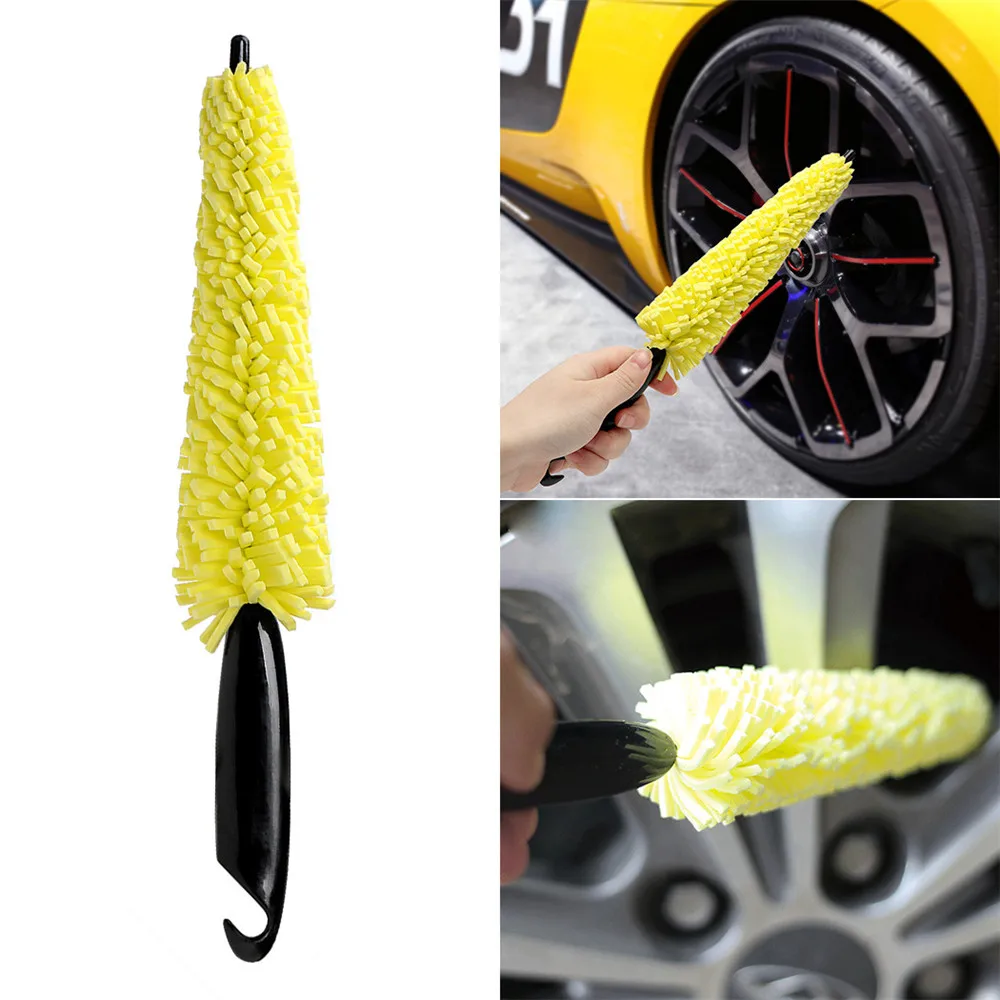 

Car Wheel Brush Tire Cleaning Brush Tool Car Rim Cleaner Duster Handle Motorcycle Truck Wheel Car Grooming Brush