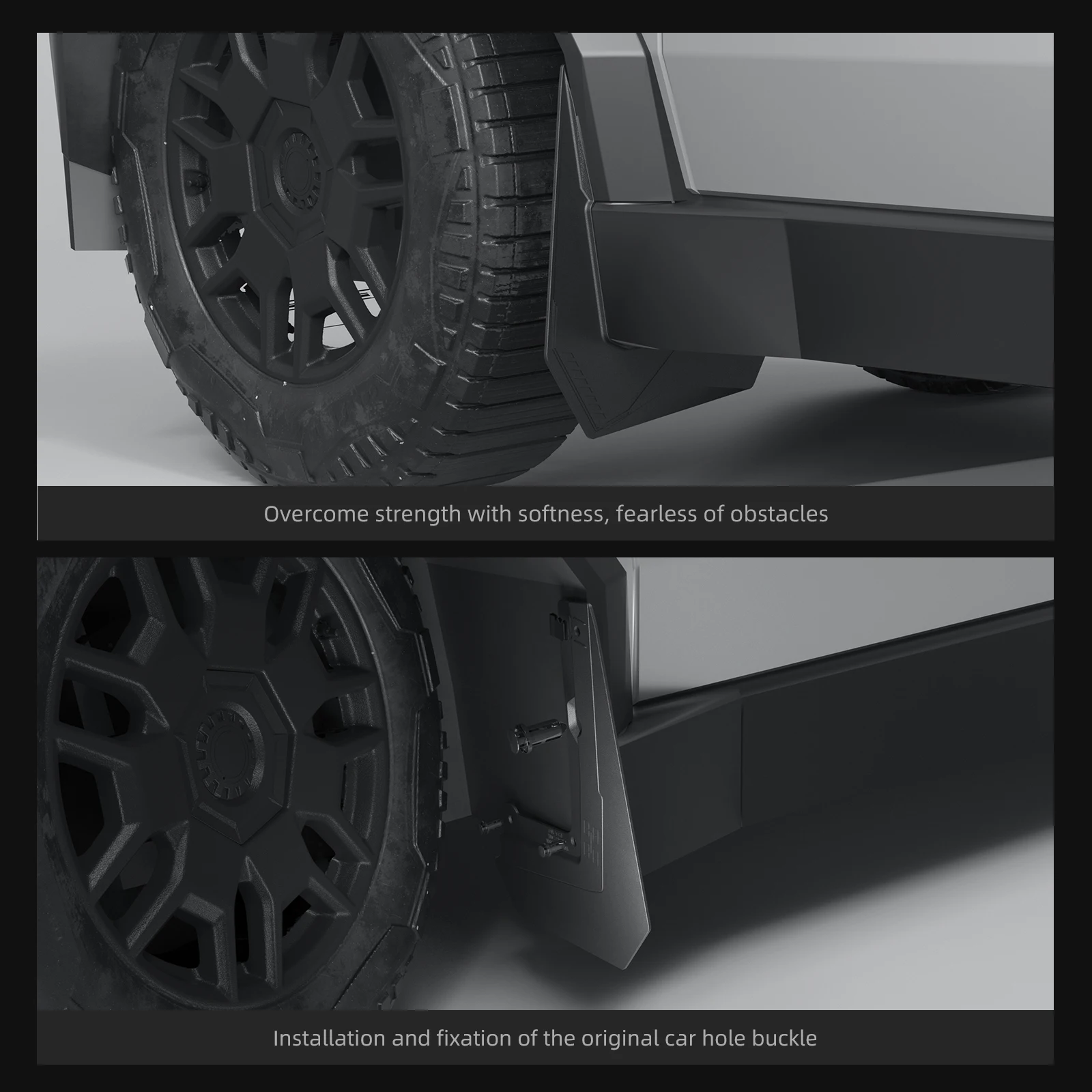 Фото LUCKEASY для Tesla Cybertruck 2024-2026 брызговики на заднее колесо, аксессуары для модификации автомобиля, брызговик, комплект брызговиков, 4 шт. №4