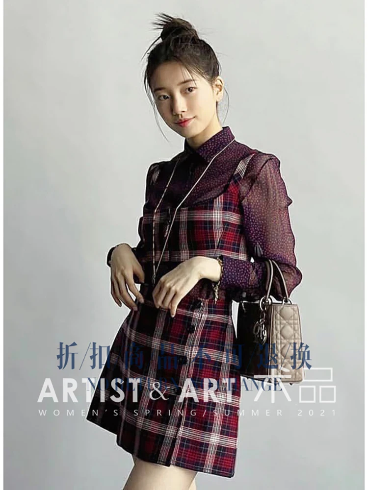 

【Provide label】 2022 Summer Women Fashion Designer High Waist Plaid Print High Quality Wool Skirts