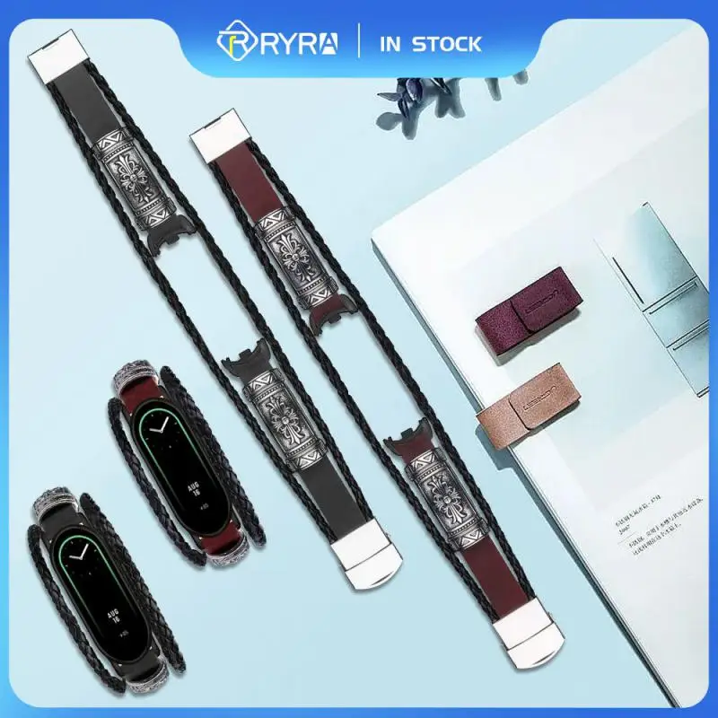 

RYRA Alloy Leather Strap For Xiaomi Mi Band 8 Bracelet SmartWatch Wristband Correa Replacement Sport Watchband For Miband 8 NFC