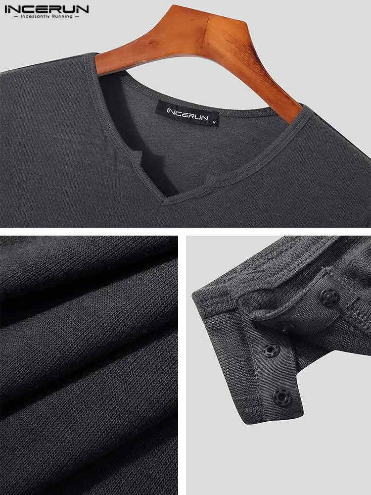 Sexy Fashion Style Men's Loungewear Short Sleeve Jumpsuit Solid Color Comfortable Underwear INCERUN Male Bodysuit Homewear S-5XL