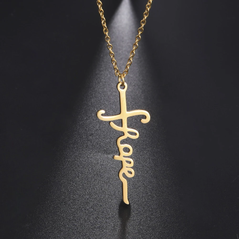 

Amaxer Jesus Cross Necklace for Women Girl Stainless Steel Faith Hope Pendant Choker Religious Christian Pray Jewelry Gifts