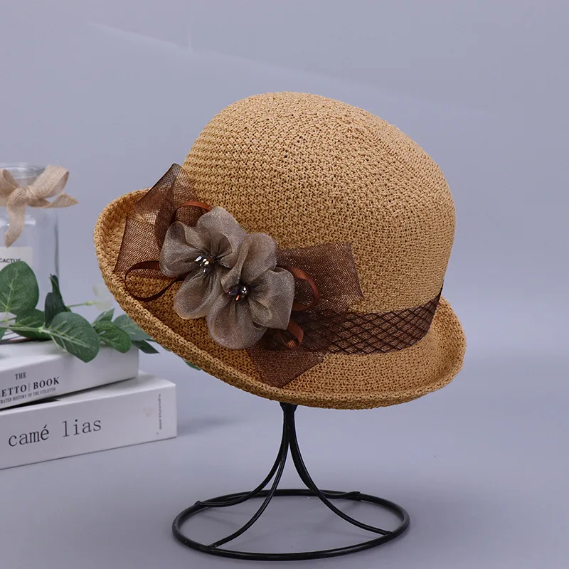 

Летняя новинка Женская вязаная дышащая шапка в стиле рыбака с цветами уличная Солнцезащитная шляпа с короткими полями
