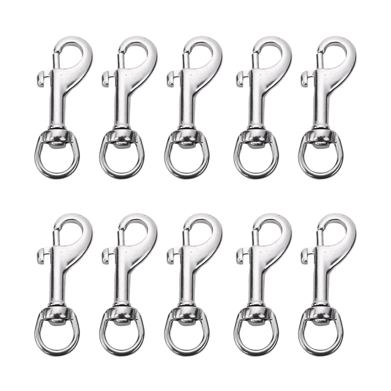 

10Pcs Stainless Steel 70Mm Scuba Diving Clips, Swivel Eye Snap Hook Dive Single Ended Swivel Eye Bolt Hook