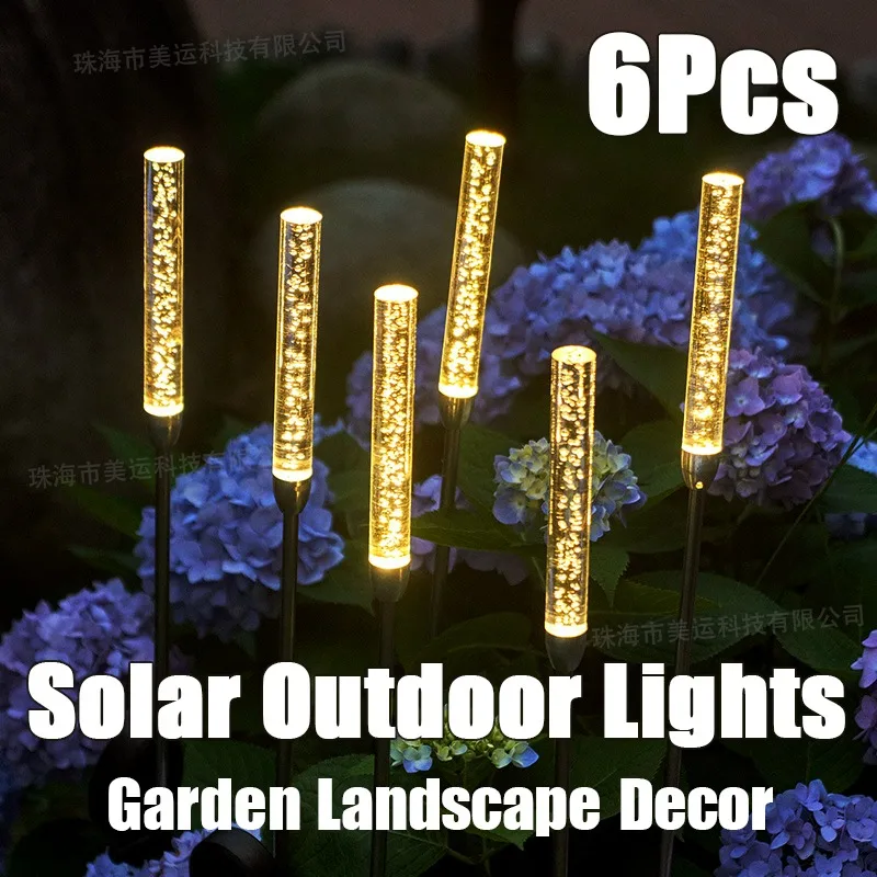 

6Pcs Solar Acrylic Popsicle Lights Outdoor Waterproof Courtyard Decoration Garden Villa Atmosphere Lawn Insertion Landscape Lamp