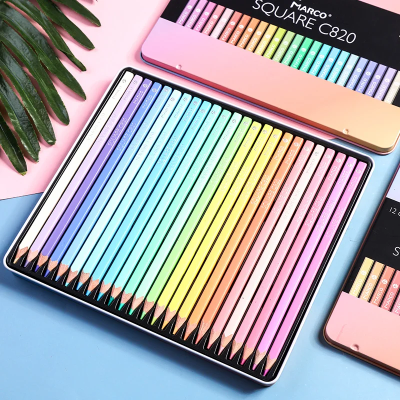 

Andstal 12/24 Colors Marco Colored Pencils Professional Pastel Pencils Macaron Color Pencil Set for Kids Art Supplies
