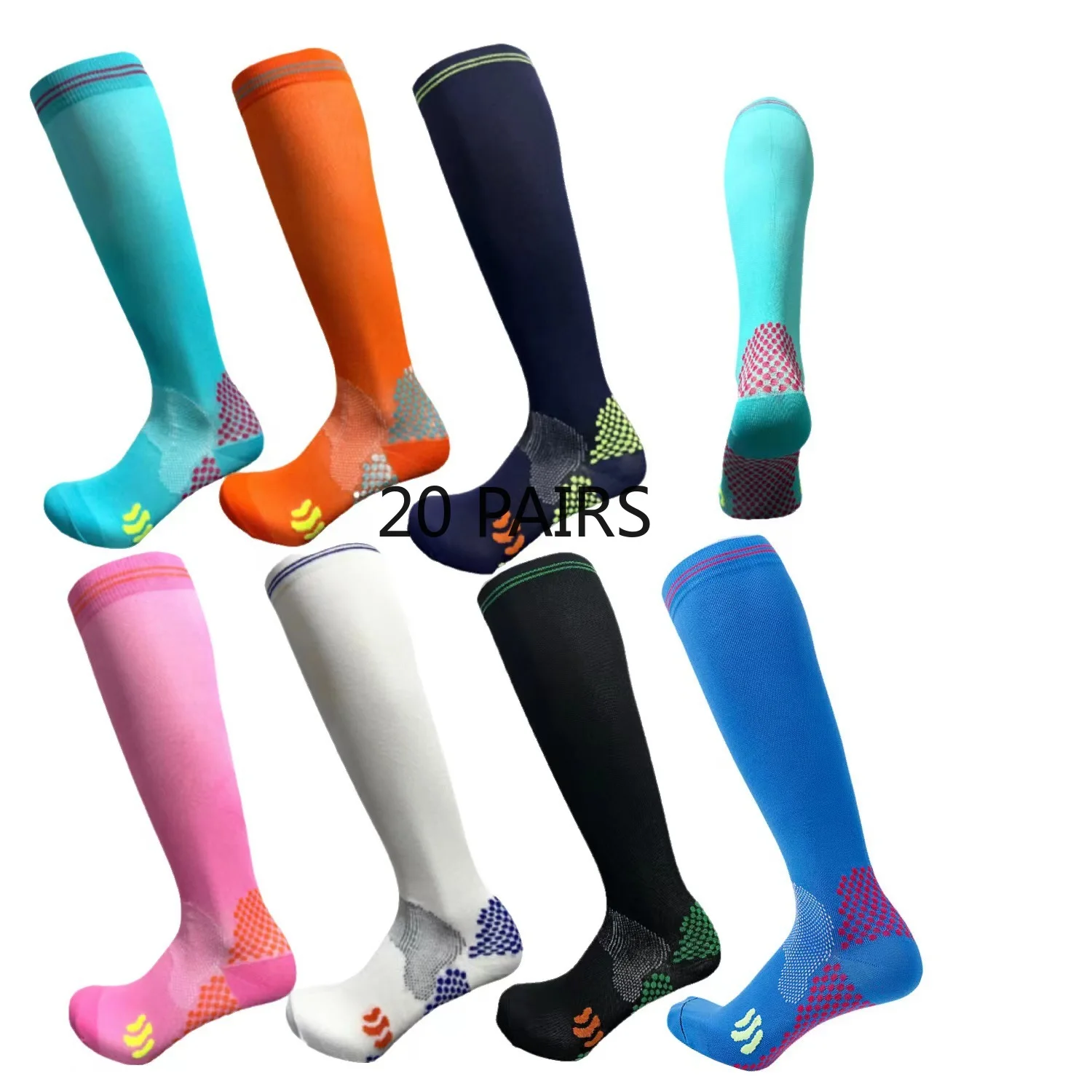 Running Pressure Sports Socks 20 PAIRS Elastic Football Socks Long Tube Sport Men Compression Socks Women Compression Socks