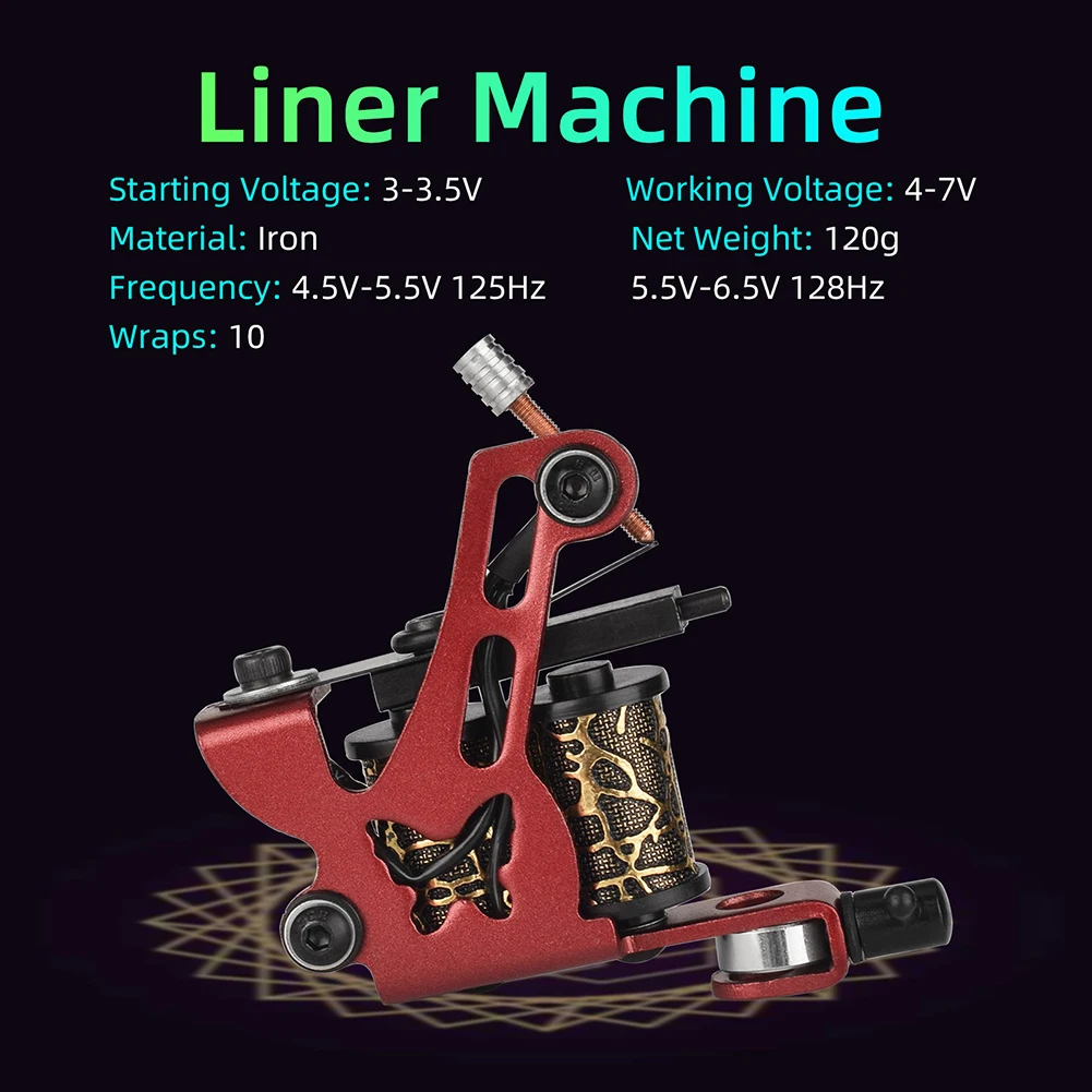 10-оборотная ручная красящая татуировочная машина, изготовленная вручную, искусство, сериф, стабильный профессиональный стартер, эквипировка по секанту.