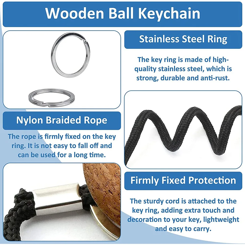 2 шт. плавающий пробковый брелок деревянный для ключей с шариком аксессуаров