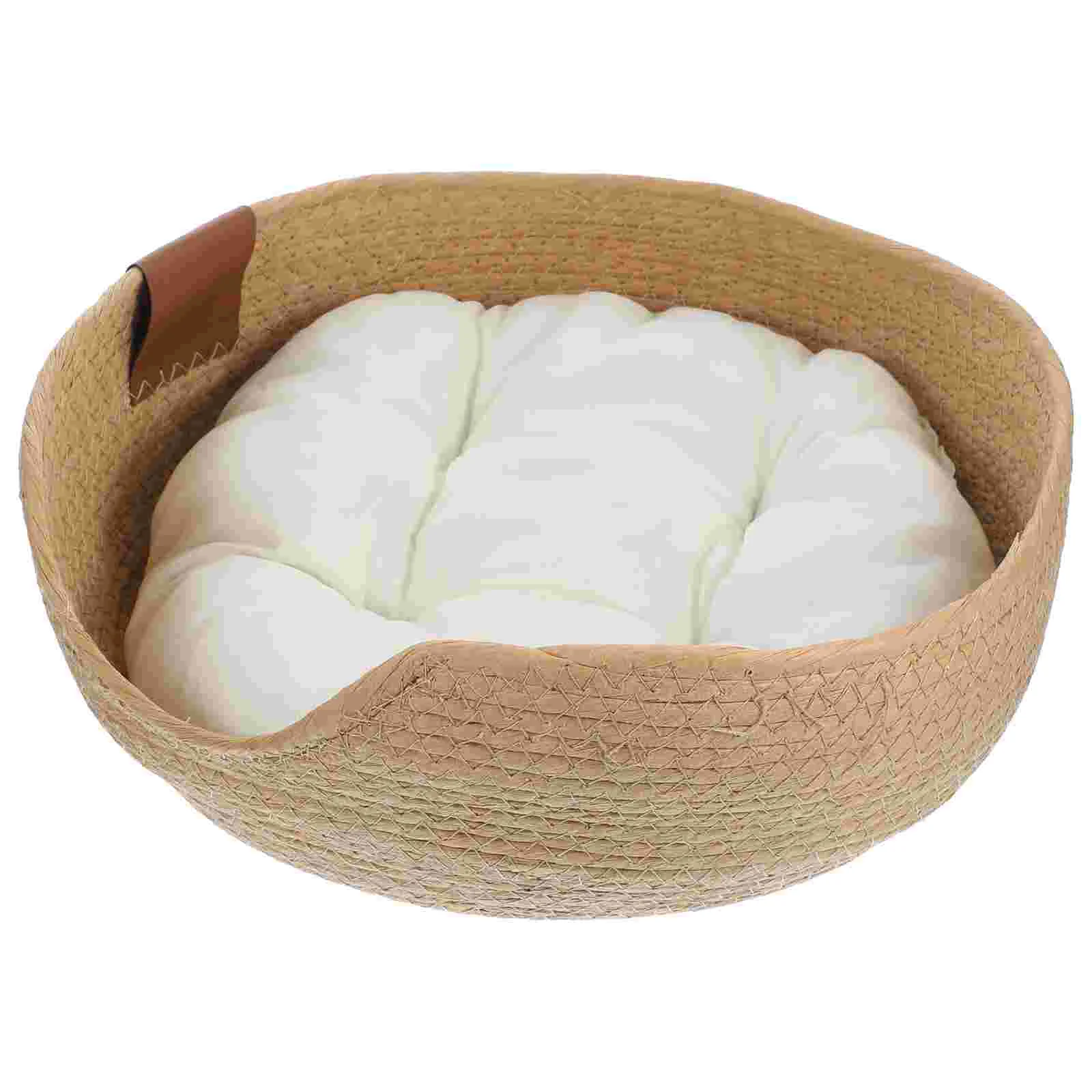 

Straw Nest Cat Sleeping Supply Pet Beds Small Dogs Cool Resting Cattail Grass Cotton Mat Man For cats