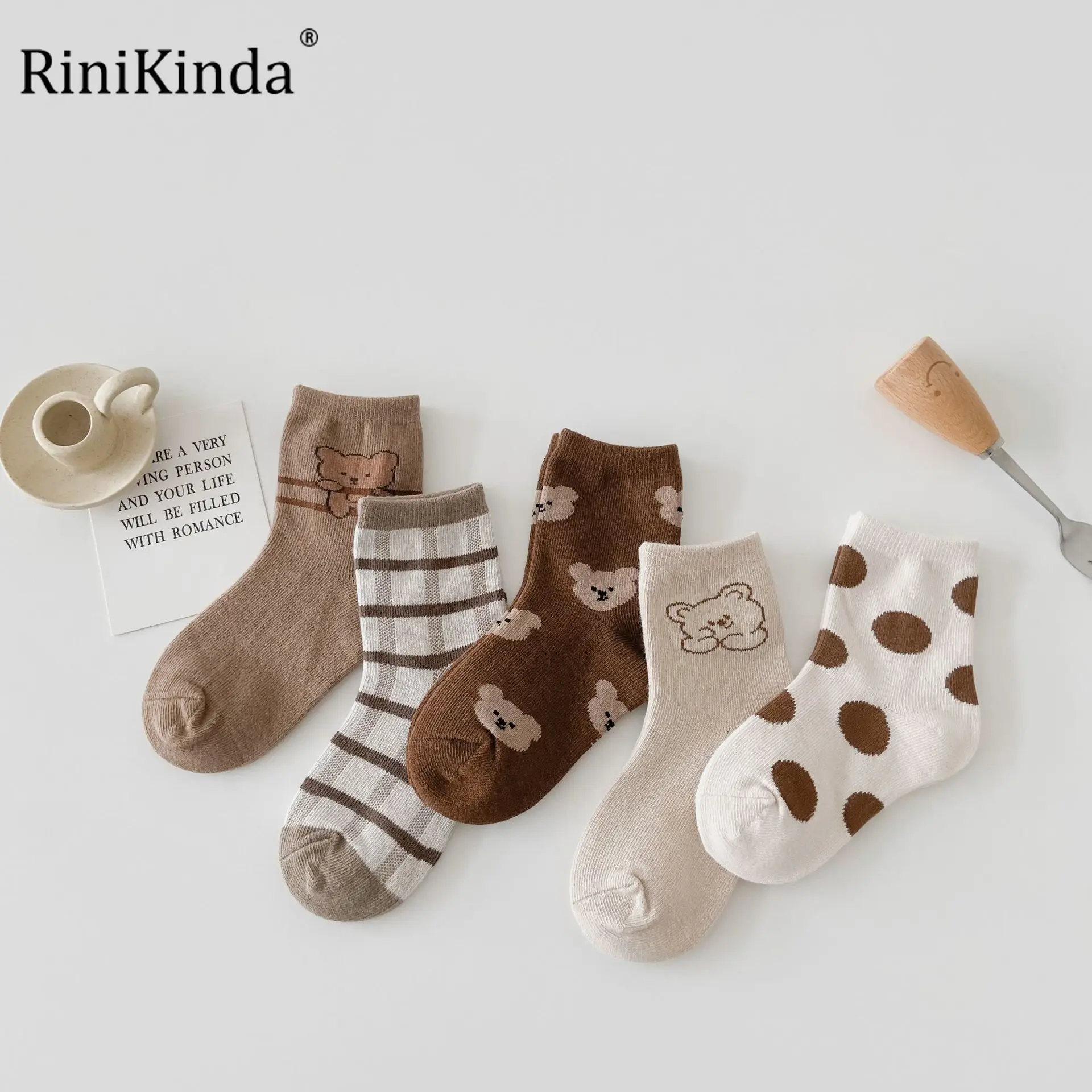 

RiniKinda 2022 Autumn 10Pcs/5Pairs Children Sock Breathable Sports Girls Boys Sokcs Unisex Cotton Stripe Chaussette