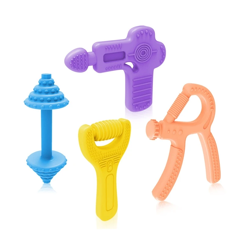 

Уникальный инструмент Y4QA, форма молярной штанги, захват для пальцев, детский прорезыватель, силиконовые бусины, прорезыватель, игрушка для ...