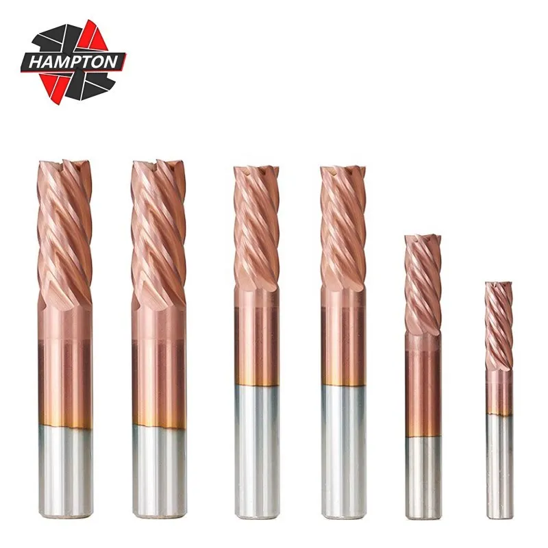 

HAMPTON 6 Flute Carbide End Mill HRC 55 CNC Milling Cutter TiCN Coated Spiral Milling Tool CNC Router Bit 4-16mm