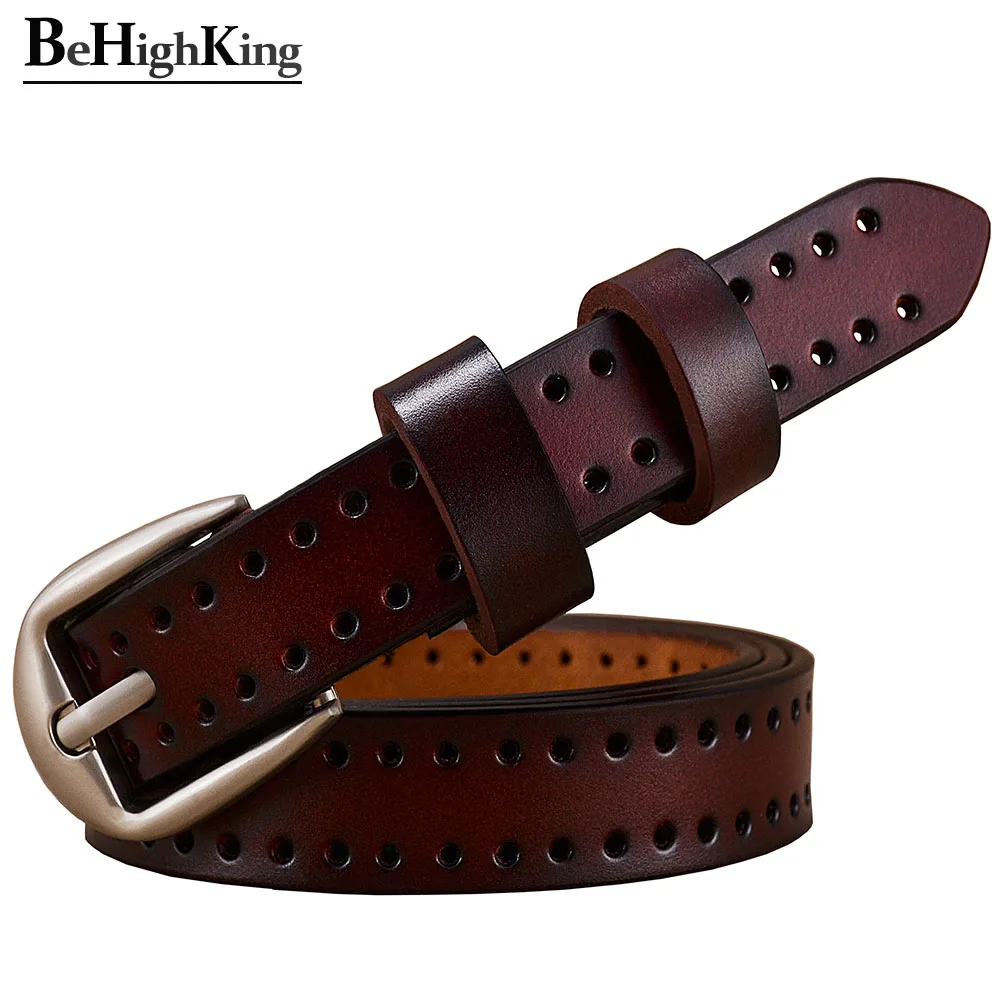 Fashion genuine leather belts for women Silver Pin buckle belt woman for jeans or skirts Quality cowskin thin girdle Width 1.8cm