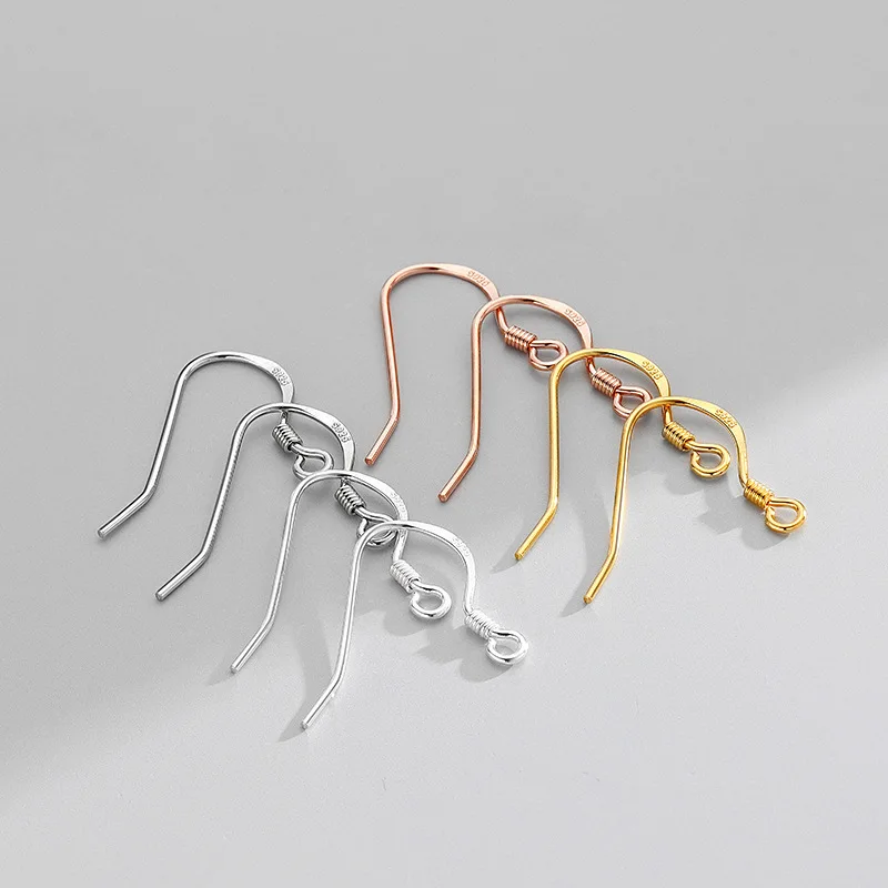 4Pcs S925 Hypoallergenic Sterling Silver Earring Hook Clasps Earwire DIY Earring Findings For Jewelry Making Supplies