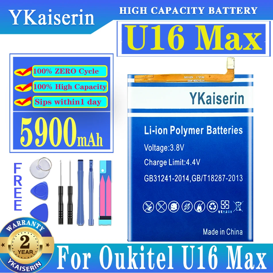 

YKaiserin U 16 Max 5900mah Replacement Battery For Oukitel U16 Max U16Max New Battery + Track NO