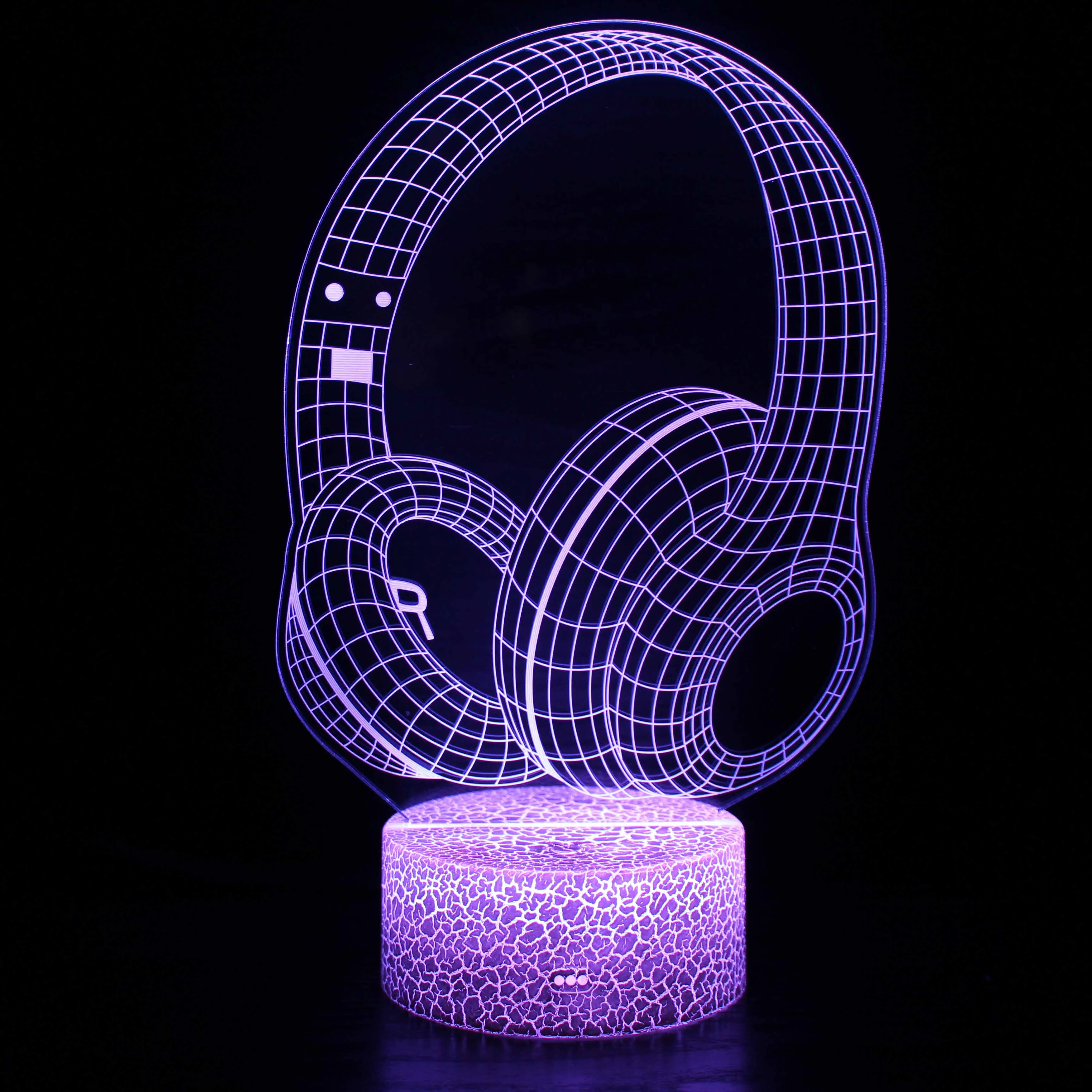 

Headphone Nightlight 3D Headset Illusion Lamp Gaming Earphone Model Desk Lights Bedroom Remote Lamps with Battery Creative Gifts