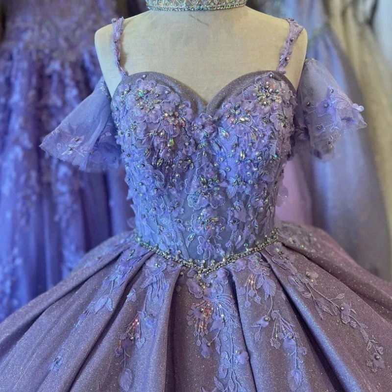 Роскошные сиреневые платья принцессы для выпускного вечера яркие 15 лет вечерняя