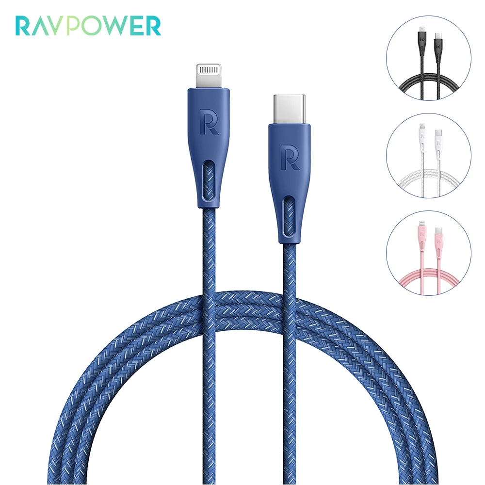 

RAVPower 0.3/1.2/2m Type C to Lightning Cable Fast Charge Charging Cable for iPhone 12 Pro MacBook Quick Charge Fast Charge Cord