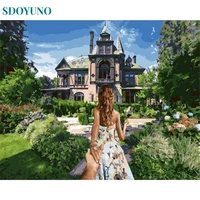 sdoyuno painting by numbers girl scenery city frame canvas for adults diy kit drawing picture coloring by numbers home decor