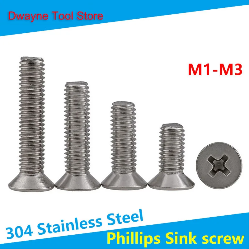 KM Authentic 304 Stainless Steel Cross Sink Screw GB819 Flat