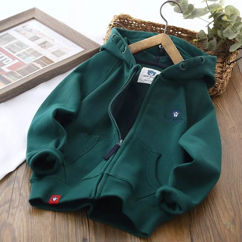 

Boy Spring and Autumn Coat 2023 New Big Kids Handsome Sweatshirt Cardigan Autumn and Winter Trend Sports Top Hoodie