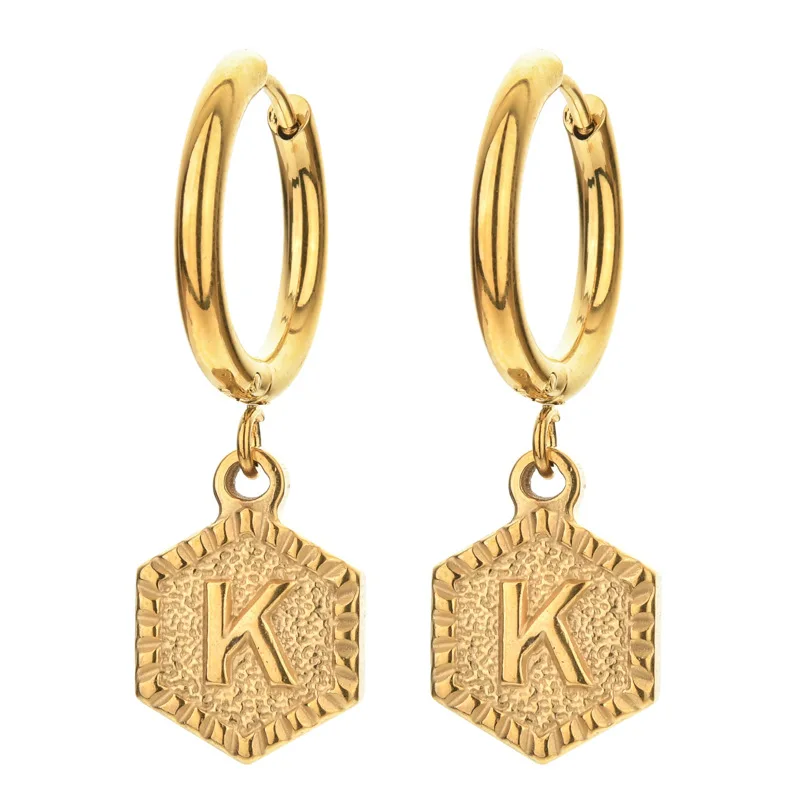 

1pc 26 English Double Sided Letters Earrings For Women Piercing Earring Initial Ear Buckle Hoop Earrings Jewelry Gift Romalar