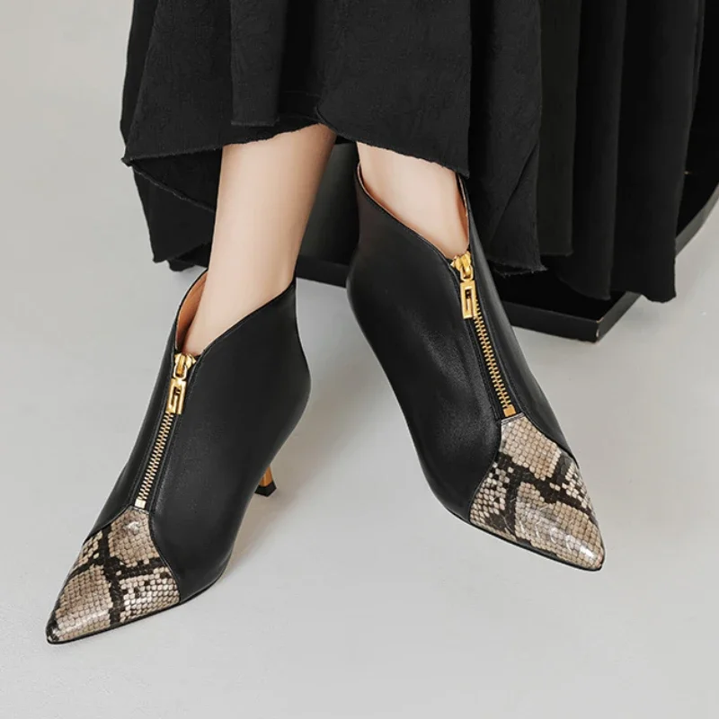 Женские ботильоны с острым носком повседневные удобные из искусственной кожи на