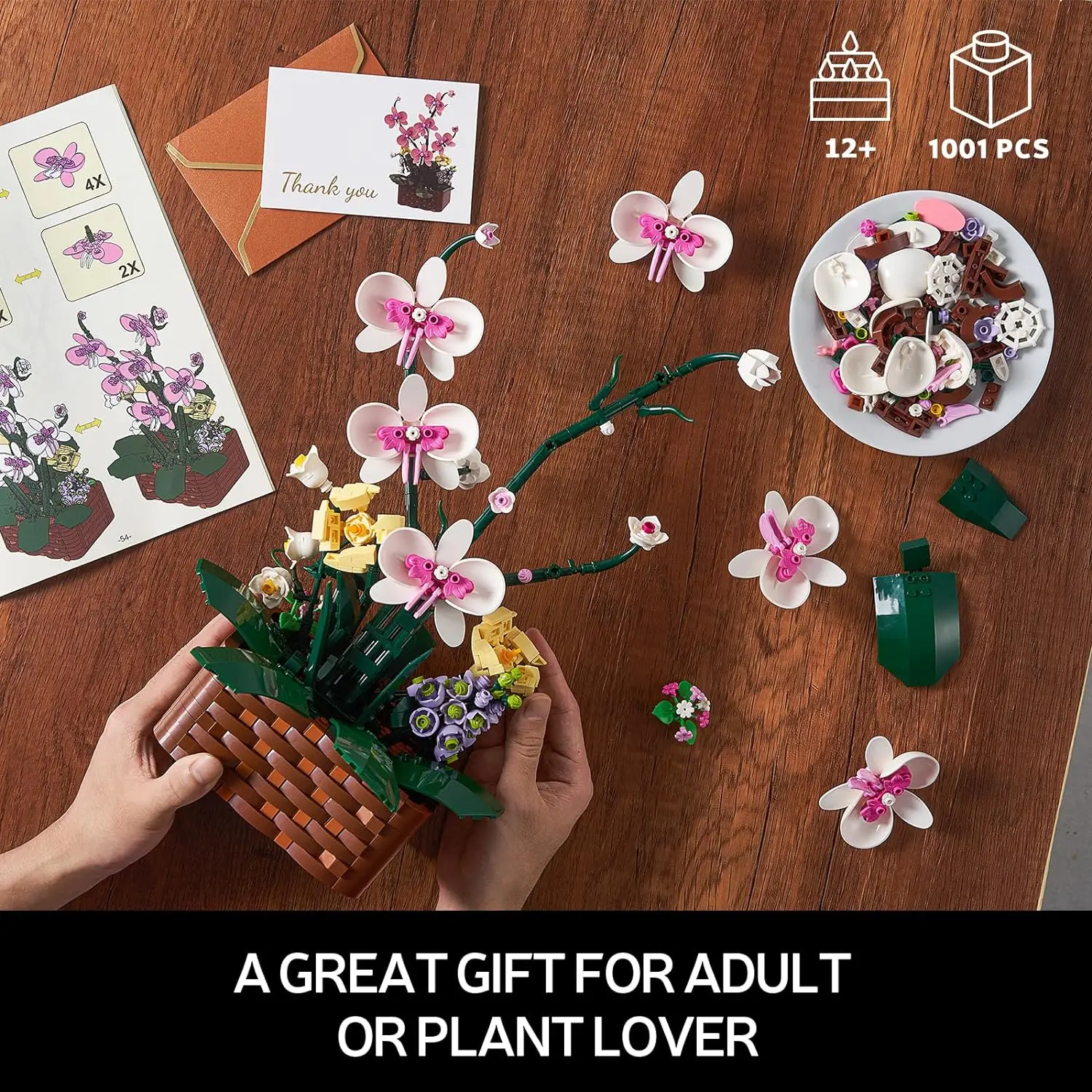 Moc орхидеи в горшке строительные блоки суккуленты модель сборе кирпичи для