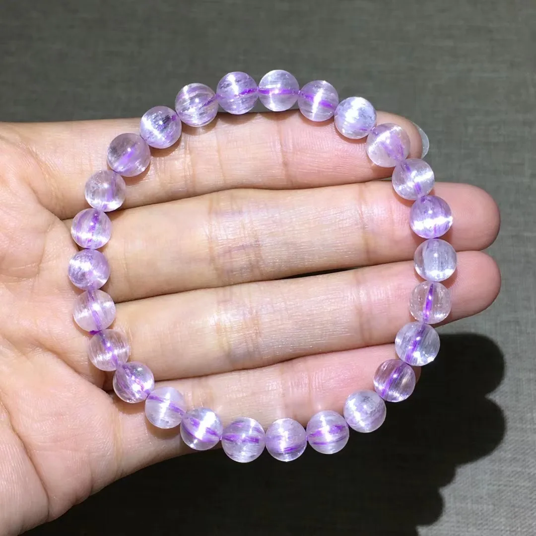 

7 мм натуральные фиолетовые бриллиантовые украшения для женщин и мужчин, красивый подарок, лечебный кристалл, кошачий глаз, камень, энергетические бусины, пряди AAAAA