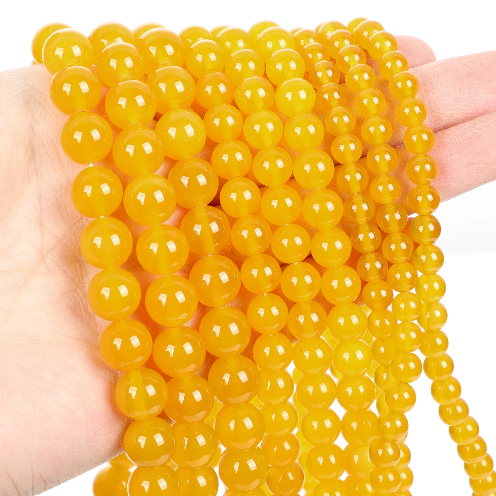 

Natural Stone Beads Charm Yellow Agate Stone Bead Loose Spacer Bead For Jewelry Making DIY Bracelet Necklace Accessories 4-12MM