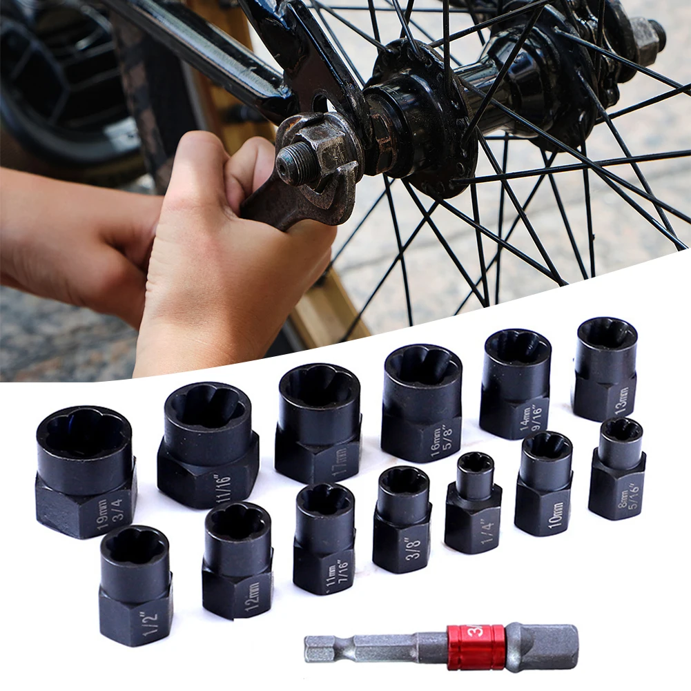 

14pcs/Set Screw Cap Remover High Hardness 3/8 Opening Screw Extractor Tool Wear-resistant Effort Saving Professional Accessories