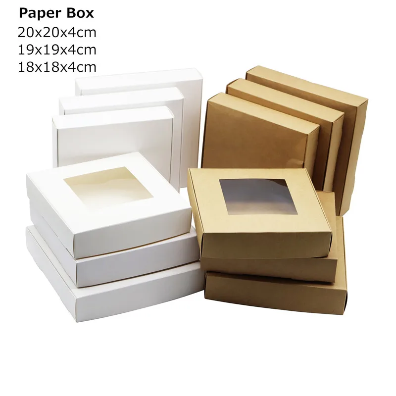 50pcs DIY Window Paper Gift Box Cake Packaging For Wedding Home Party Muffin Packaging Christmas Gifts Kraft Box