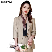 women solid color fashion casual elegant blazer long trousers office lady ol set button pocket decor jackets pants clothes suit