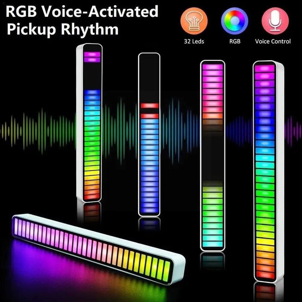 

RGB LED Light Bar Music Sound Control Light Rhythm Ambient Lamp Atmosphere Night Light for Car TV Game Computer Desktop A8T3