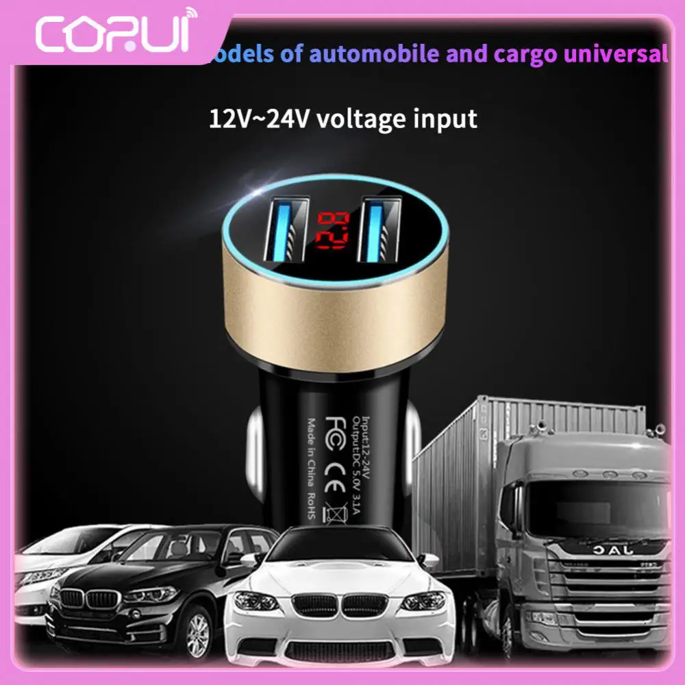 

Qc3.0 Car Charger Adapter Pd Digital Display Cigarette Lighter Dual Usb Fast Charge One Drag Two Car Charger Car Accessories