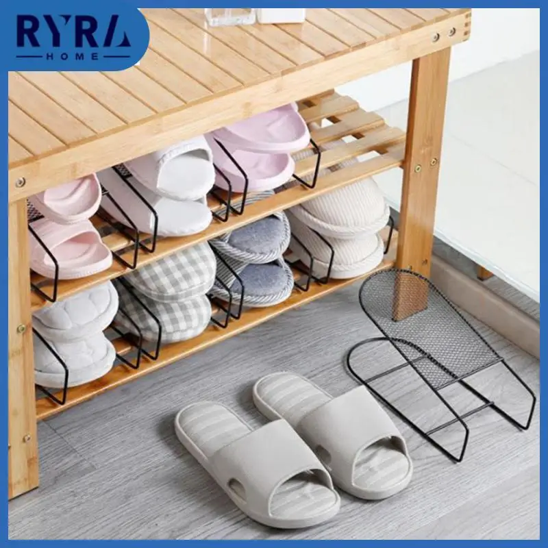 

Black Shoe Rack Saving Space Sturdy Storage Shoe Rack Placing Shoes Double Layered Shoe Hanger 1pcs Storage Rack Durable Iron