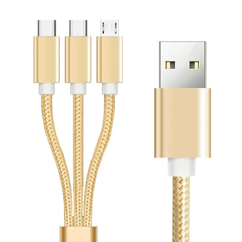 

USB Charging Cable Nylon Braided Type C Micro USB 3 in1 Multi Cable P9JB