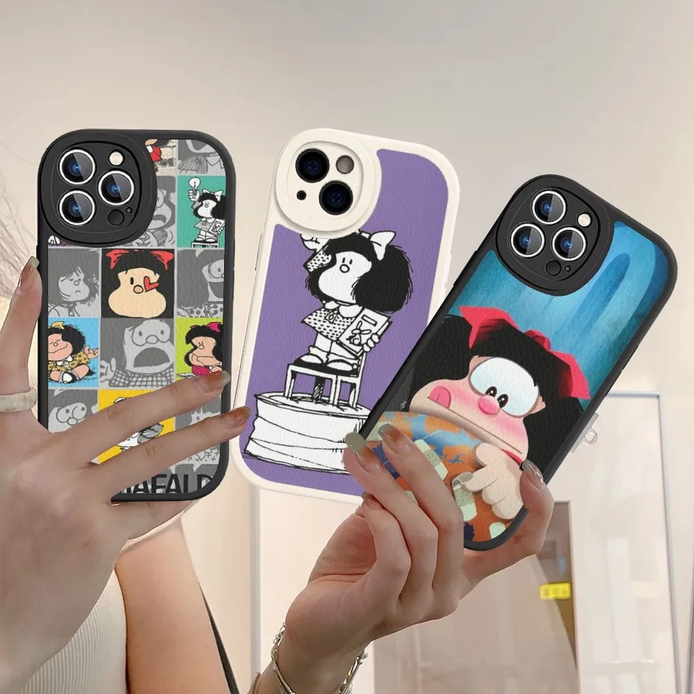 Чехол для телефона M-Mafalda из жесткой кожи iPhone 14 13 12 Mini 11 Pro Max Xs X Xr 7 8 Plus Fundas