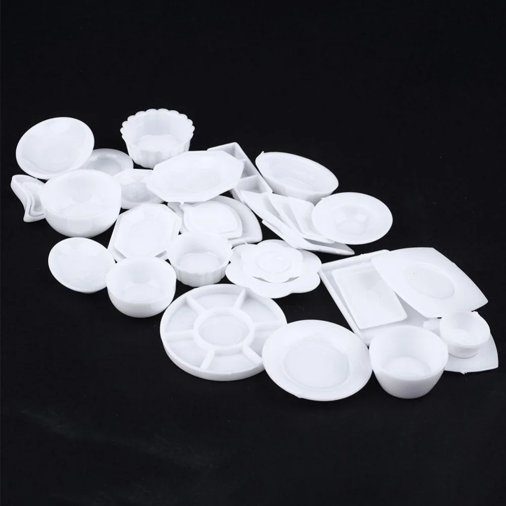 

33 Pcs Tableware Toy Cup Plate Tableware Model House Accessory for Children Kids