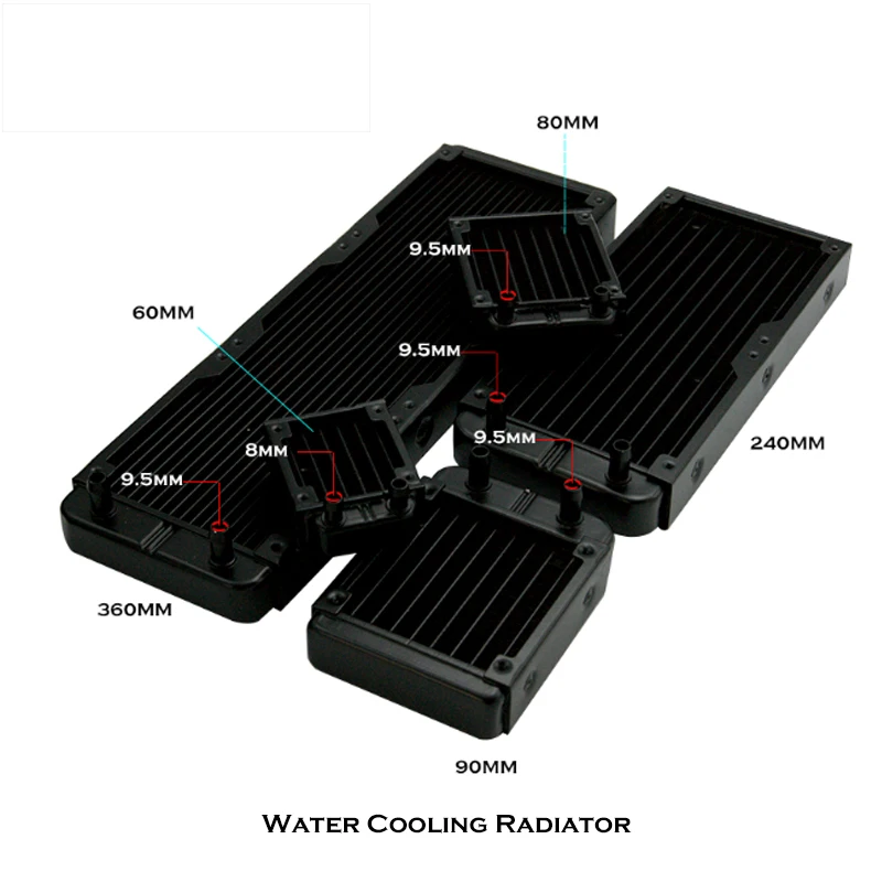 Aluminum G1/4'' PC Water Cooling Radiator For CPU GPU RAM Heatsink Exchanger Fan Radiator 60/80/90/120/240/360mm Black/White images - 6