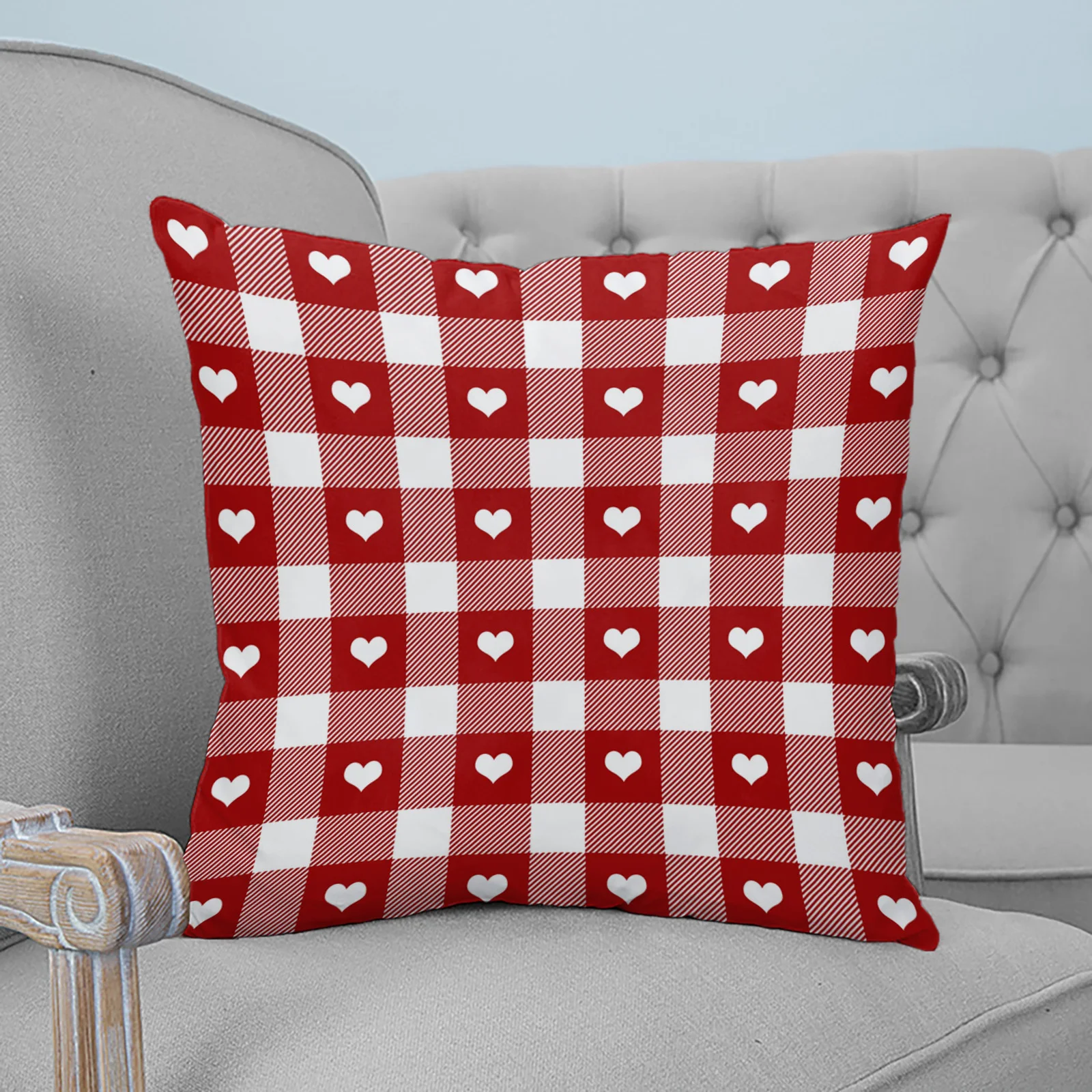 

Valentine'S Day Love Red Plaid Throw Pillows Case Home Decor Cushion Cover Throw Pillowcase for Bedroom Sofa Decorations