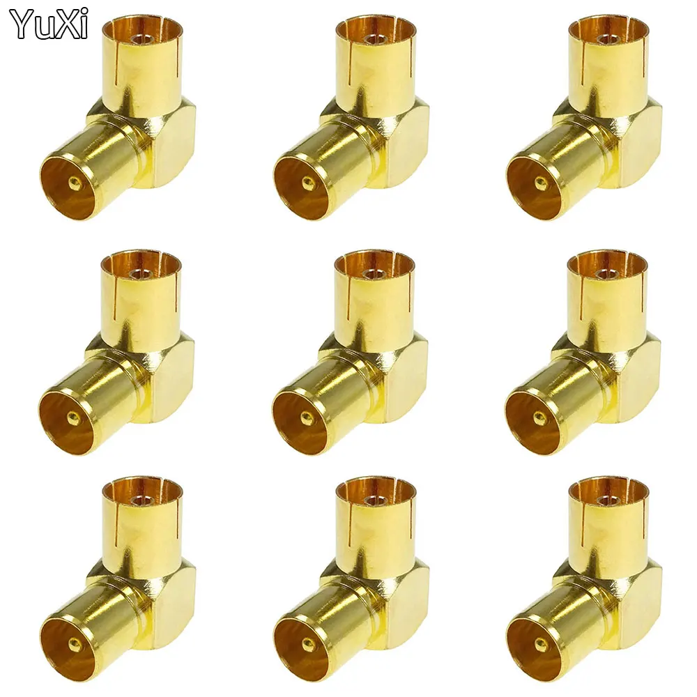 YUXI 1PCS DVB-T Antenna Adapter IEC TV Male Plug to TV Female Jack Right Angle 90 Degree Curved RF Adapter Conversion
