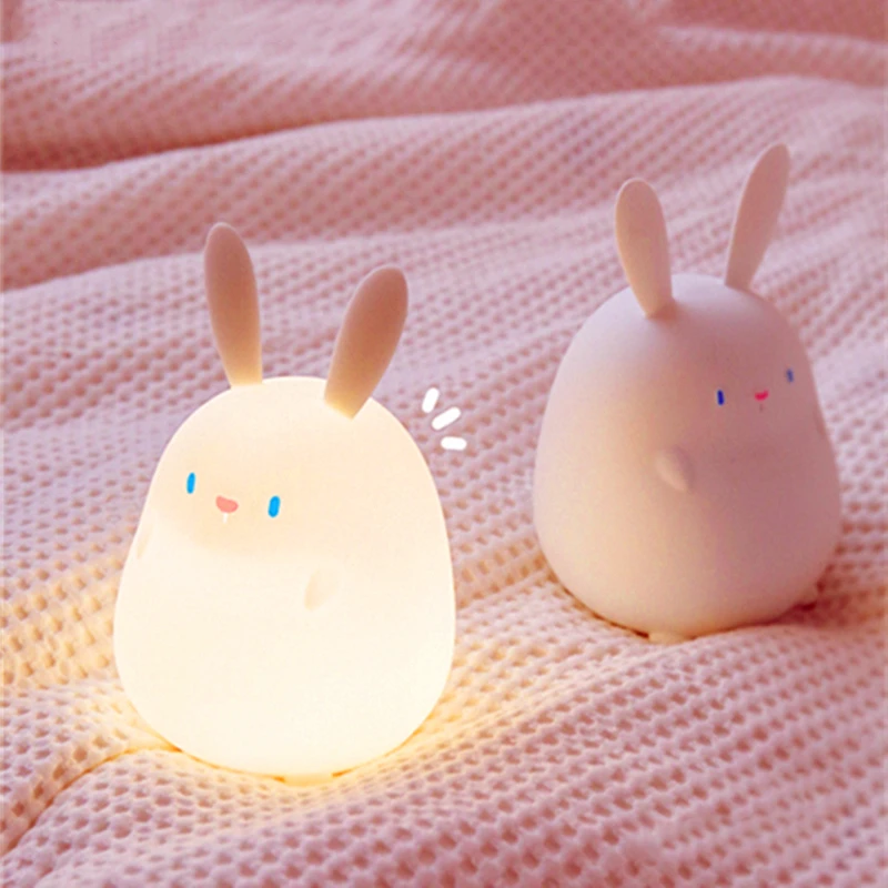 

Cartoon USB Charging Rabbit Eye Protection Night Light Cute Timing Pat Silicone Bedroom Bedside with Sleeping Light Holiday Gift