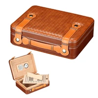 luxury gift portable cigar humidor cedar wood suitcase style travel cigar case w hygrometer humidifier humidor cigar box