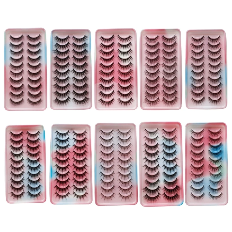 

10pairs 3D False Lashes Thick Eyelash Extension Makeup for Women Easy to Wear
