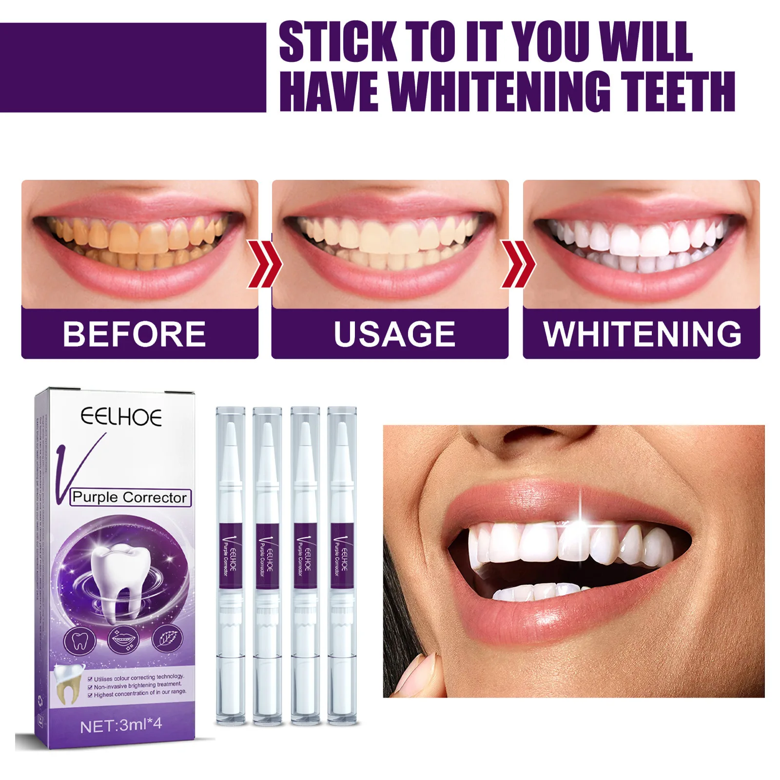 

Teeth Whitening Serum Pen Tooth Brightening Essence Effective Remove Plaque Stains Oral Hygiene Teeth Cleaning Product 1/4pcs