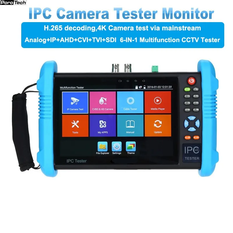 IP Camera Tester 9800 Plus 7inch H.265 4K 8MP TVI CVI AHD SDI CVBS IPC CCTV Monitor with cable tracer/TDR/Multimeter HDMI in/out